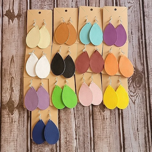 Handmade Faux Leather Earrings Bundle - Picture 1 of 14